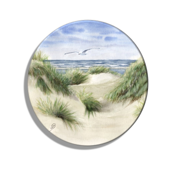Kühlschrankmagnet m. Flaschenöffner Aquarell Maritim Kunst Druck Kunstdruck Dünen Dänemark Nordsee Düne Meer Möwe Strand